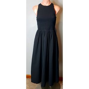 Madewell The Melody Smocked Selena Midi Dress Black S